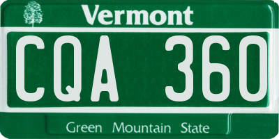 VT license plate CQA360