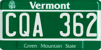 VT license plate CQA362