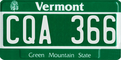 VT license plate CQA366