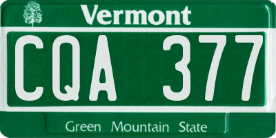 VT license plate CQA377