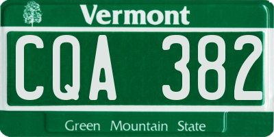 VT license plate CQA382