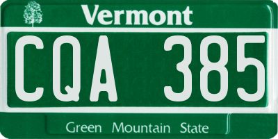 VT license plate CQA385