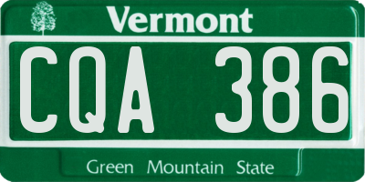 VT license plate CQA386