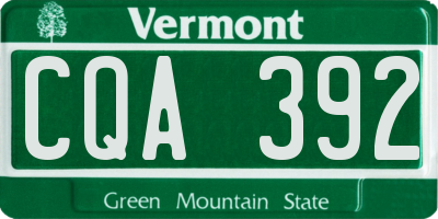 VT license plate CQA392