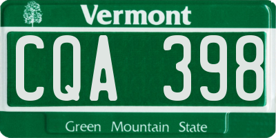 VT license plate CQA398