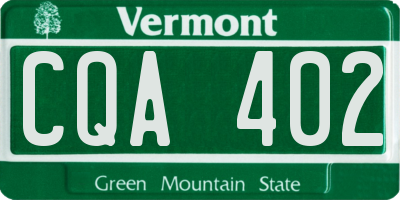 VT license plate CQA402