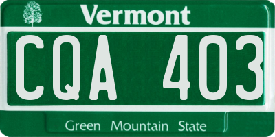 VT license plate CQA403