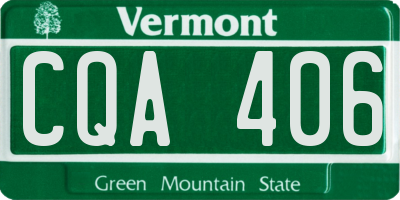 VT license plate CQA406