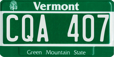 VT license plate CQA407