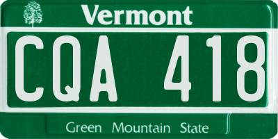 VT license plate CQA418