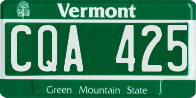 VT license plate CQA425