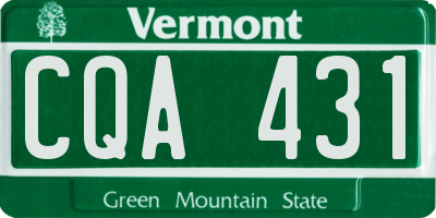 VT license plate CQA431