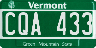 VT license plate CQA433