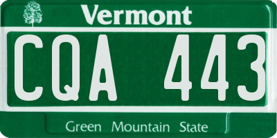 VT license plate CQA443