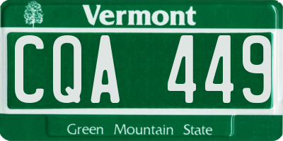 VT license plate CQA449