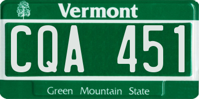 VT license plate CQA451