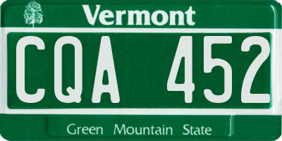 VT license plate CQA452
