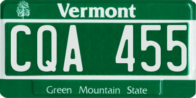 VT license plate CQA455
