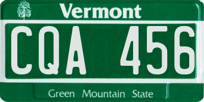VT license plate CQA456