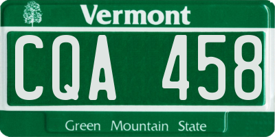VT license plate CQA458
