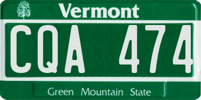 VT license plate CQA474