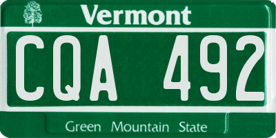 VT license plate CQA492