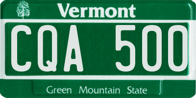 VT license plate CQA500