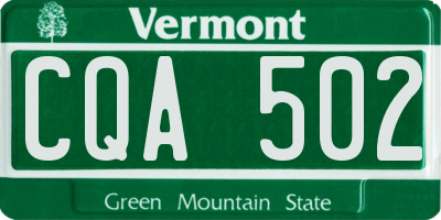 VT license plate CQA502