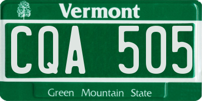 VT license plate CQA505