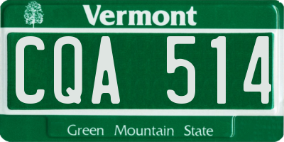 VT license plate CQA514