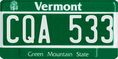 VT license plate CQA533