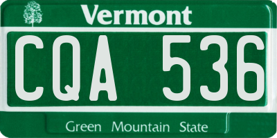 VT license plate CQA536