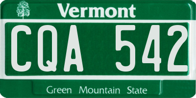 VT license plate CQA542