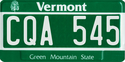 VT license plate CQA545