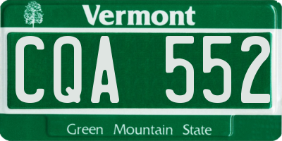 VT license plate CQA552
