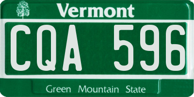 VT license plate CQA596