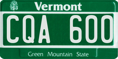 VT license plate CQA600