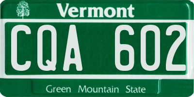 VT license plate CQA602