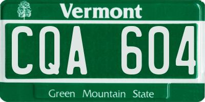 VT license plate CQA604