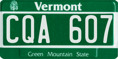 VT license plate CQA607