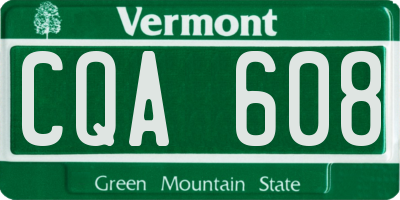 VT license plate CQA608