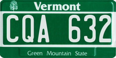 VT license plate CQA632