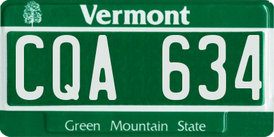 VT license plate CQA634