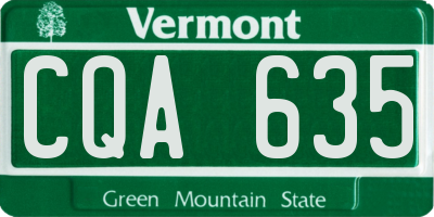 VT license plate CQA635