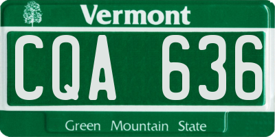 VT license plate CQA636