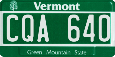 VT license plate CQA640