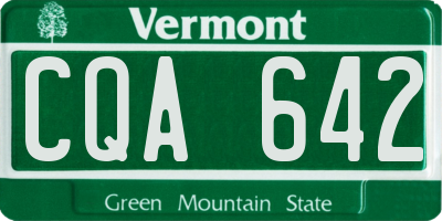 VT license plate CQA642