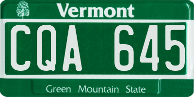 VT license plate CQA645