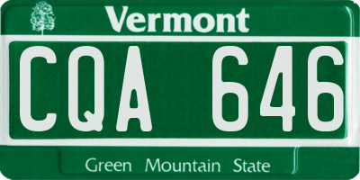 VT license plate CQA646