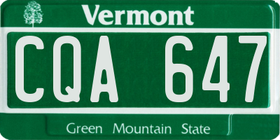 VT license plate CQA647